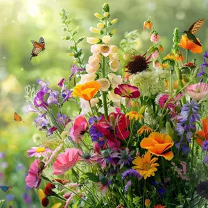 Bulk Wildflower Seeds Mix (90,000 Seeds) - Easy to Grow, Low Maintenance, Cold & Drought Tolerant, Beginner-Friendly Annual & Perennial Blend, 3-Season Blooms, Attracts Bees & Butterflies, Perfect for Large Garden Areas