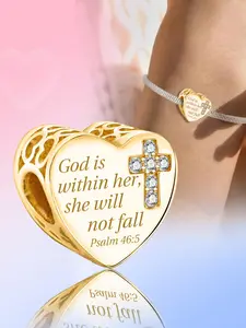 Heart & Eiffel Tower & Cross Design Fashionable Charms, Rhinestone Decor Beads for DIY Jewelry Making, Fashion Accessories for Women & Girls, DIY Pendants