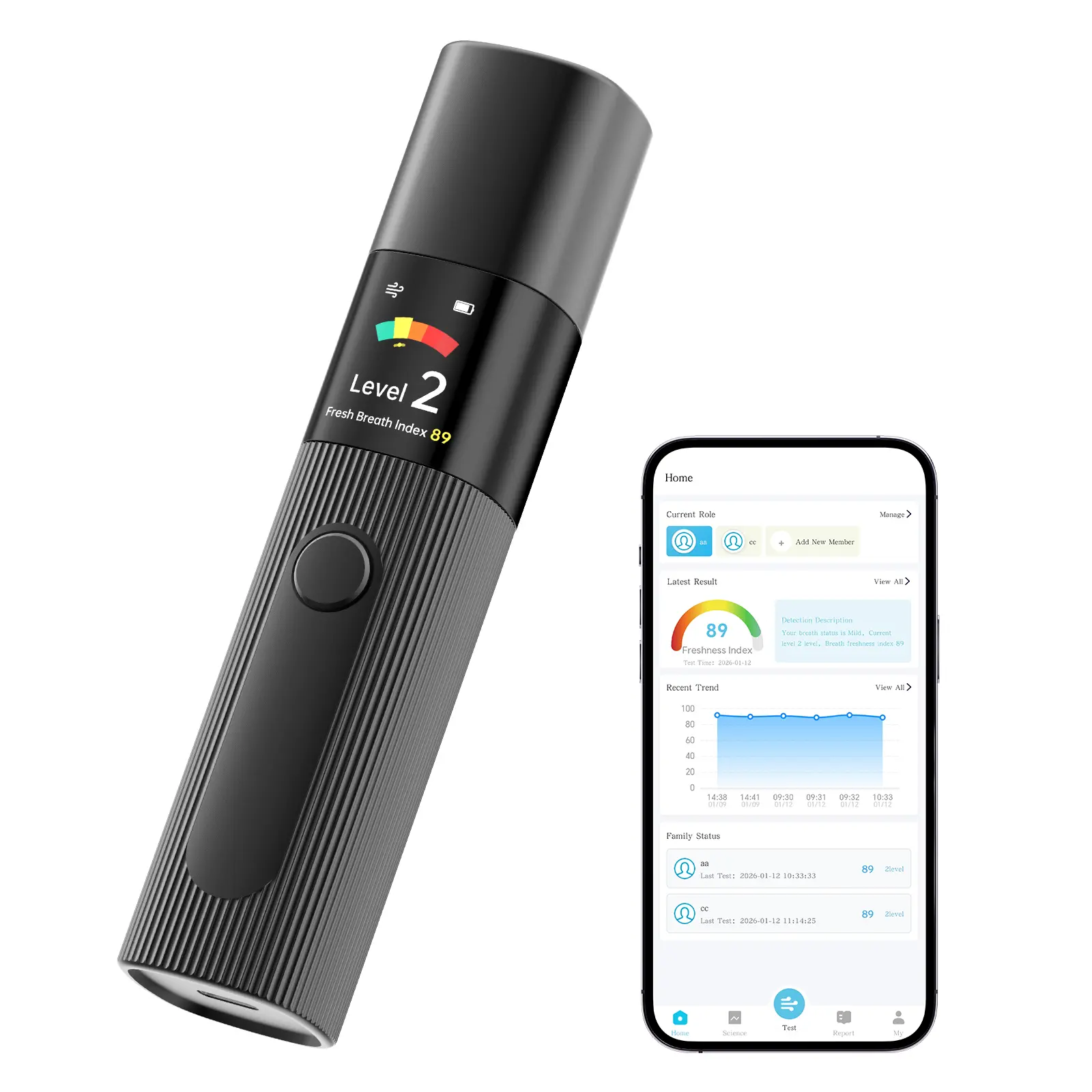 Handheld Breath Freshness Checker - Portable Unisex Personal Care Tool with Breath Analyze, Compact Oral Odor Monitor for Home Use