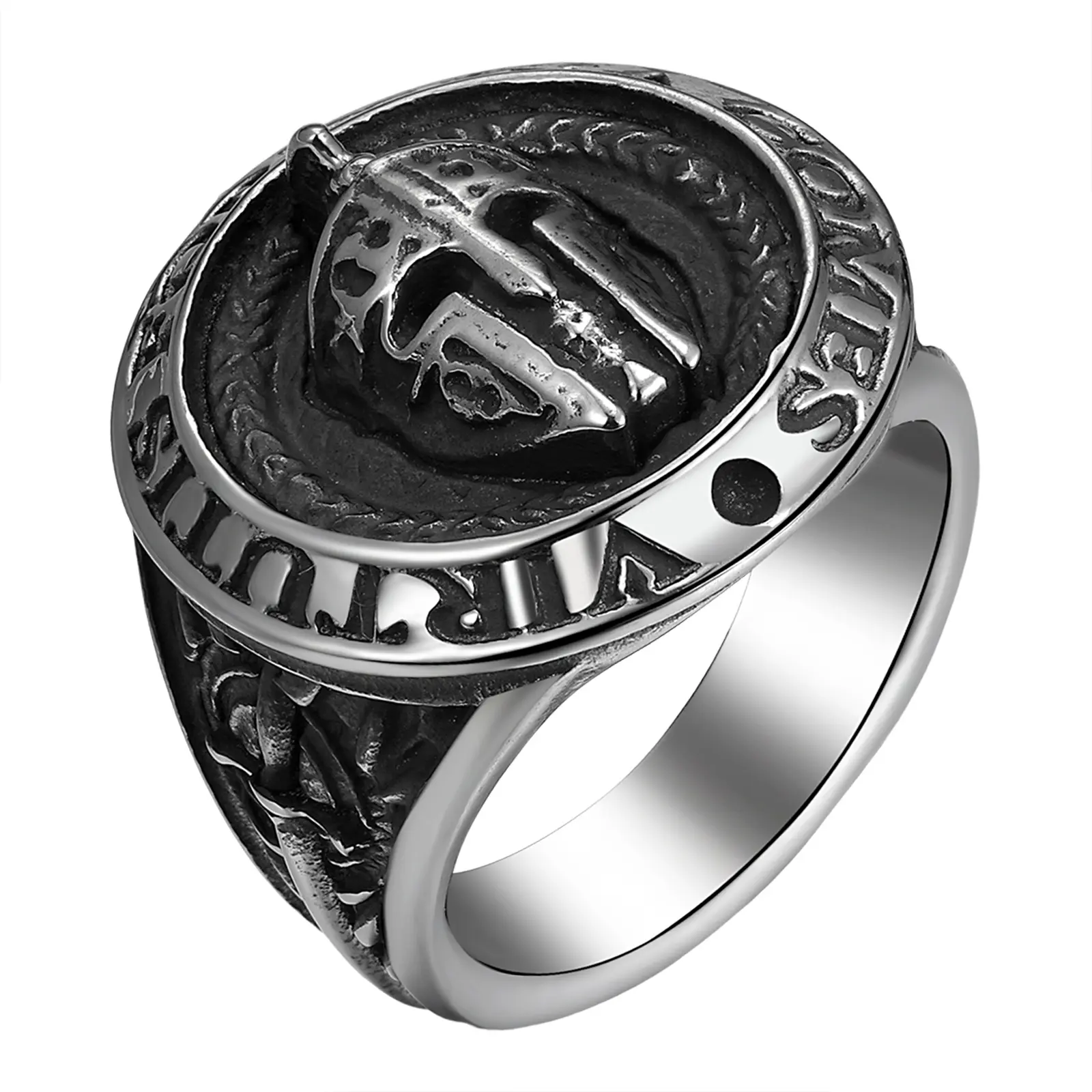 OIDEA Men's Stainless Steel Spartan Helmet Ring - Gothic Medieval Viking Warrior Jewelry, Steel Armored Ring, Resilience Courage Symbol, Rugged Design, Size 8-13, Perfect Anniversary Birthday Gift