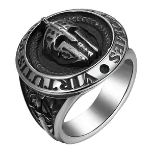 OIDEA Men's Spartan Helmet Ring - Vintage Stainless Steel Gothic Punk Ring with Medieval and Viking Influences, Lightweight Rugged Design for Strength, Resilience, Individuality, Male Sizes 8-13 Costume Jewelry summerwins,summerwins