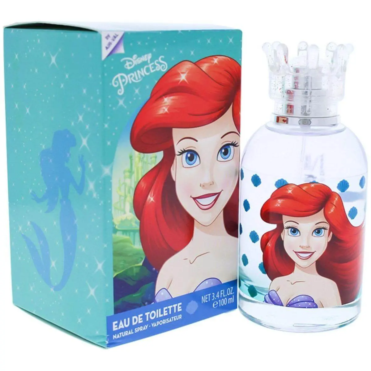 Disney Princess Ariel Eau de Toilette, Floral Green Scent with Jasmine and Violet Notes for Girls, 3.4 oz, Musk, 3 To 3.9 Fl Oz, Captivating Fragrance, Daily Wear Fragrance, Elegant Floral Fragrance