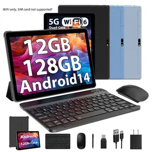 BEYODFU 2025 High-Performance 10.1 inch Android Tablet - Quad-Core, 12GB RAM, 128GB ROM, Android 14, Dual Camera, WiFi6, Bluetooth 5.0, 8000mAh Battery, Accessories Included