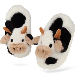 Cow Animal Slippers For Woman and Man Cute Indoor Outdoor Plush Warm House Slippers Memory Foam Fuzzy Slippers