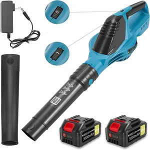 Leaf Blower Cordless - 21V 5-Speed Mode Electric Cordless Leaf Blower with 2  and Charger, 2.0Ah Lightweight   Leaf Blowers for Lawn Care, Patio, Blowing Leaves (Blue)