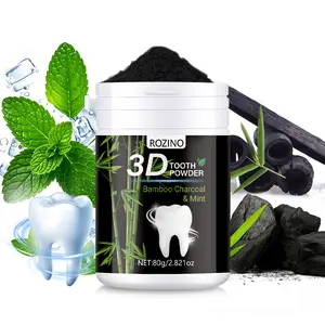 ROZINO Bamboo Charcoal Mint Tooth Powder 3D Teeth Whitening Powder 80g Natural Charcoal & Mint Formula for Oral Care Oral