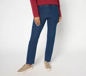 Denim & Co. Petite Indigo Classic Stretch Slim Straight Jean