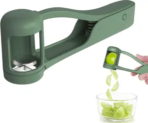 Grape Cutter for Toddlers 1-3, Grape Slicer Kitchen Gadget for Vegetable Fruit Salad Cake Decor, Stainless Steel Baby Grape Quarter Cutter Tool for Cherry Tomato Strawberry Blueberry - Green