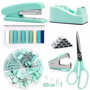 Best Selling 2024 Classic Mini Office School Supplies, Pink Desk Accessories, Mini Stapler and Tape Holder Set, School Supplies with Mini Stapler, Tape Holder, Hole Punch, Staple Remover, Staples, Clips, Scissors , pen and label
