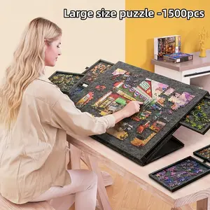 Extra Large 1500 Piece Puzzle Board with 6 Sorting Drawers & Cover - Portable Jigsaw Puzzle Table Storage - Dustproof Saver Mat - Best Mother's Day Gift for Puzzle Enthusiasts