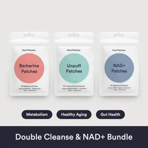 Double Cleanse & NAD+ Bundle, Berberine Patches + Unpuff Patches + NAD+ Patches, Metabolism Support, Healthy Aging, Gut Healthy, Debloat, Vegan, Natural Ingredient, 3 Months Supply