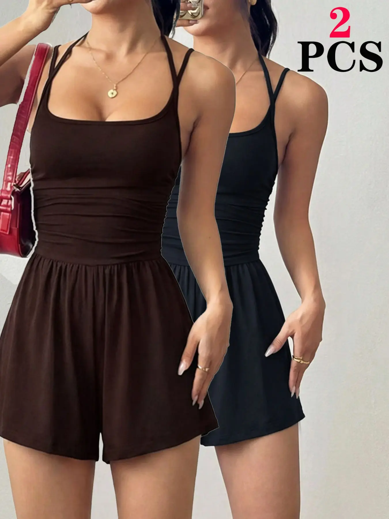 Women's 2026 Versatile Casual Fitted Backless Jumpsuit, Spaghetti Strap Smocked Bodice Flattering Slim Fit Elegant One-Piece Romper for Club Evening Date Vacation Daily Wear Women's 2026 Versatile Casual Fitted Backless Jumpsuit, Spaghetti Strap Smocked Bodice Flattering Slim Fit Elegant One-Piece Romper for Club Evening Date Vacation Daily Wear