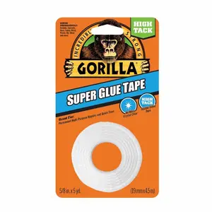 212 MAIN Double Sided Super Glue Tape, 0.625 in. x 20 yd, White High-Tack Multi-Surface Adhesive, Pack of 6