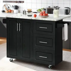 HOMBCK Kitchen Island Cart with Storage, Drop Leaf Kitchen Island on Wheels, Wood Countertop, Lockable Casters