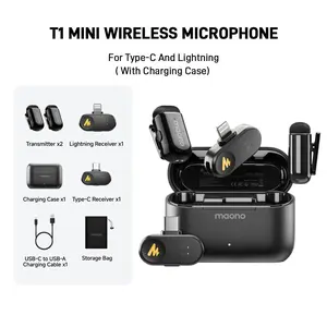 T1 MINI Wireless Lavalier Microphone Adapter for iPhone,  Android smartphones of Lightning and Type-C, 3.5mm Camera, perfect for TikTok, YouTube, Video Vlogging, Audio Recording, interviewing