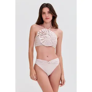 SEASHELL LYCRA HIGH WAIST LACE BIKINI BOTTOM