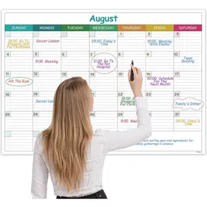 Large Dry Erase Calendar for Wall - Undated Dry Erase Calendar, Erasable Laminated Calendars for Wall with 8 Round Stickers, 40" x 28", Monthly Calendars for Office, , Classroom - Colorful