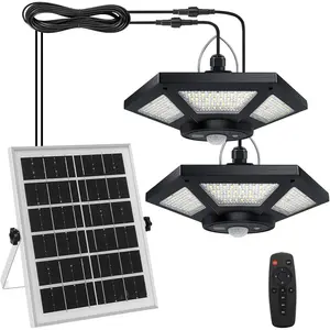 Solar Shed Light Indoor Outdoor, 180LED Dual  Solar  Pendant Daytime Work Lights with 5 Lighting Modes & 3 Timers, Solar Indoor Lights Motion Sensor with Remote for Shed Barn Garage