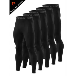 5pcs Men's High-Performance Compression Leggings - Breathable, Quick-Dry, Stretchy Polyester/Elastane Blend, Soft & Durable for Running, Gym, Sports & Training - Red, Workout Leggings leggings solid sport legging