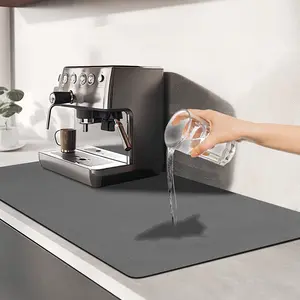 Coffee Mat Dish Drying Mats for Kitchen Counter under Sink Mats for Kitchen Waterproof Coffee Bar Accessories Fit under Coffee Maker Coffee Machine Coffee Bar Mats for Countertop (Deep Gray, 12"*19") MooonGem