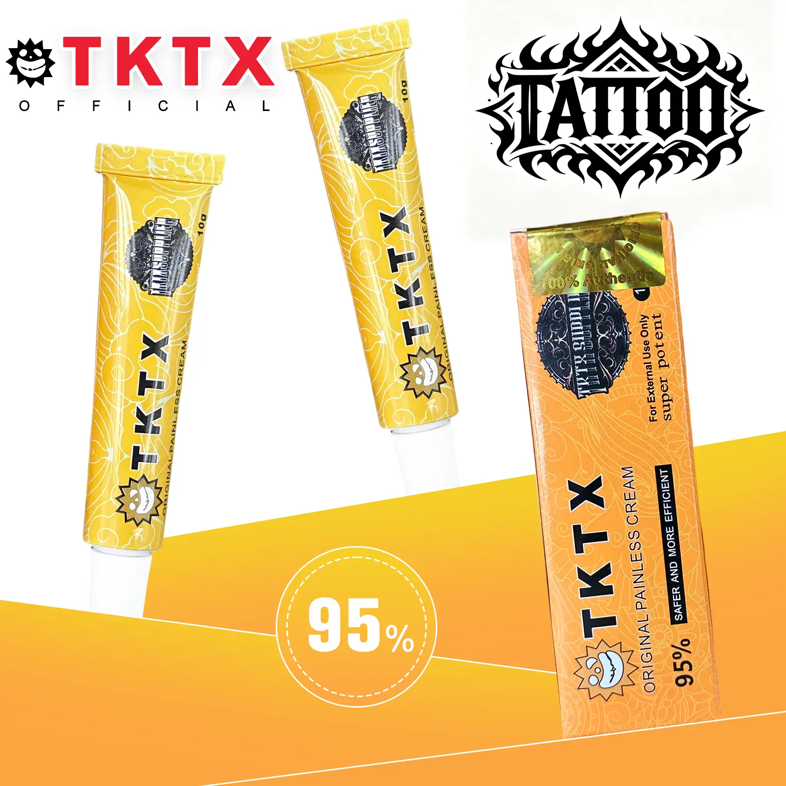 TK-TX Tattoo Soothing Cream - 95% Super-Strength Anesthetic Cream, Lightweight, For All Skin Types, Suitable For Micro-Needle, Puncture, 10g Tube External Cosmetic
