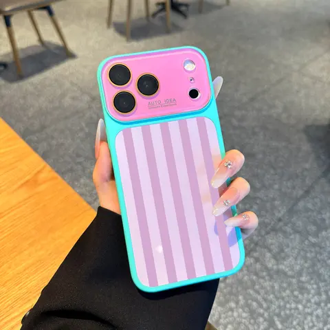 Candy Stripe Silicone Smartphone Case - Y2K Color Block, Soft Touch Minimal Aesthetic, Shockproof Protective Cover for Multiple iPhone Models (18 Pro,17/16/15/14/13 Pro Max), Cute Phone Accessory (LU10)