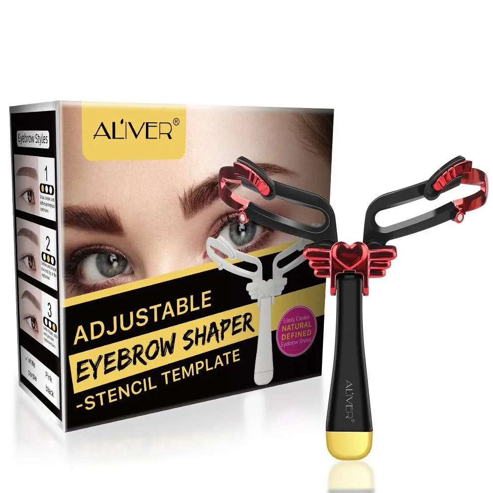 Aliver Eyebrow Tool Kit, Adjustable Folding Leveling Ruler, Symmetrical Brow Template, Reusable Abs Material, Portable Makeup Tools, Cosmetic Tools