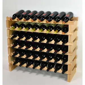 8X Bottles Pine Wood Modular Wine Rack Stackable (8 Bottles per Row)