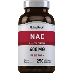 Piping Rock NAC Supplement N-Acetyl Cysteine | 600mg | 250 Capsules | Free Form | Non-GMO, Gluten Free Supplement