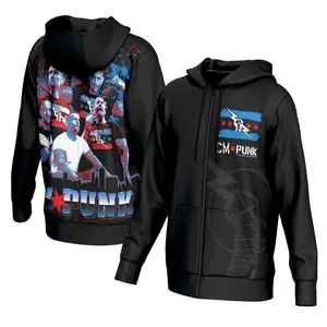 CM Punk Black Full Zip Hoodie, WWE Wrestling Streetwear Jacket, Best In The World Comeback Era, Cult Of Personality Collector Gift, Legacy Gear