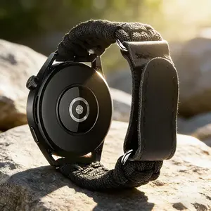 Handmade Braided 7-Ply Umbrella Rope Watch Band, Adjustable Length, Fits Huawei Samsung Amazfit Smartwatch Series, Outdoor Men's Sport Strap