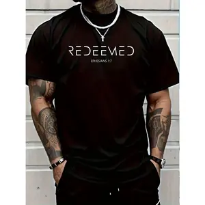 Christian "Redeemed" Ephesians 1:7 Graphic Cotton Tee, Valentine's Day Gift Idea for Faith & Fashion Lovers