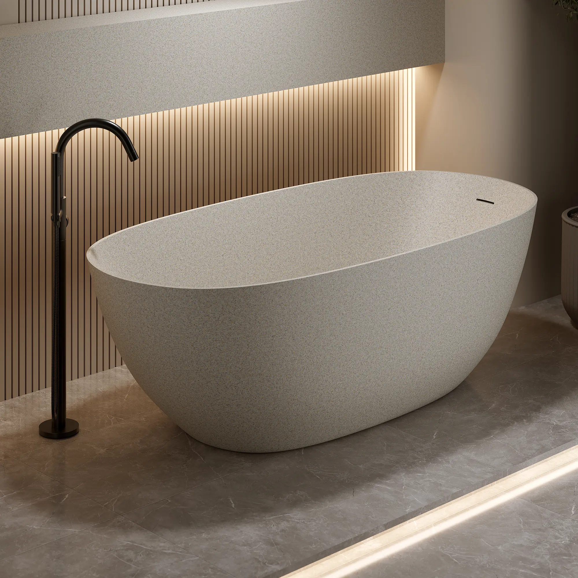 2026 New 57-Inch Irregular Resin Stone Freestanding Bathtub - Solid Surface Modern Deep Soak Bathing Tub for 1 Bather, Indoor Use Standalone Unit with Insulation, Overflow Drain, Pop-Up Drain, Stain-Resistant, Easy to Clean, Durability and Strength