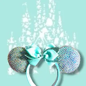 Turquoise bling mouse ears headband