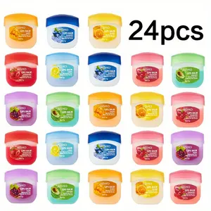 24pcs Fruit Lip Balm Set Multicolor Lip Gloss Natural Effect Creamy Texture Suitable for All Light Beige Types Various Colors Party Christmas Gift Keeps Moisturized Lip Care Peach Rose Flavor 8 Flavors Colored Lip Balms Hydrating Lip Balm