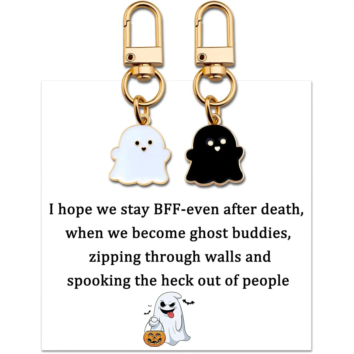 Funny Halloween Gifts Ghost Keychain Boo Basket Stuffers for Teens Girls | Birthday Gifts for Friends Spooky Gift for Adults BFF Bestie Spooky Christmas Gift for Women Cute Boo Basket