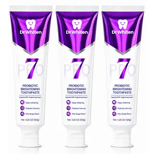 DrWhiten 7-Probiotic Purple Whitening Toothpaste, Upgraded Color Correcting Formula, Mint Grape Flavor, Fresh Breath & Enamel Care, Daily Oral Care Toothpaste, 4.23 oz