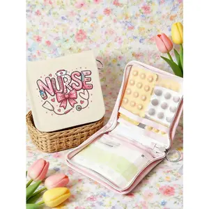 Nurse Theme First Aid Kit, Cute Medical Print Medicine Bag with Zipper, Portable Medical Organizer for Pills, Bandages, Nursing Essentials