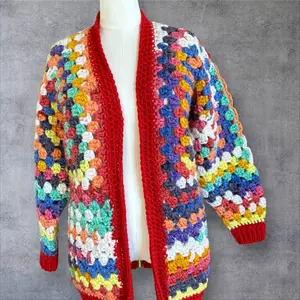 Prismatic Granny Square Cardigan - (X Large)