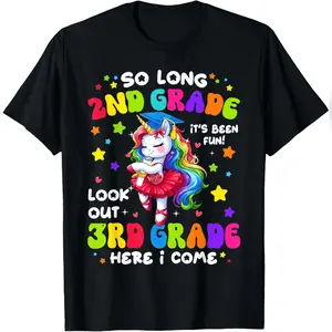 2nd Grade Graduation Girl 3rd Grade Here I Come Unicorn Grad T-Shirt Comfy Everyday T-Shirt