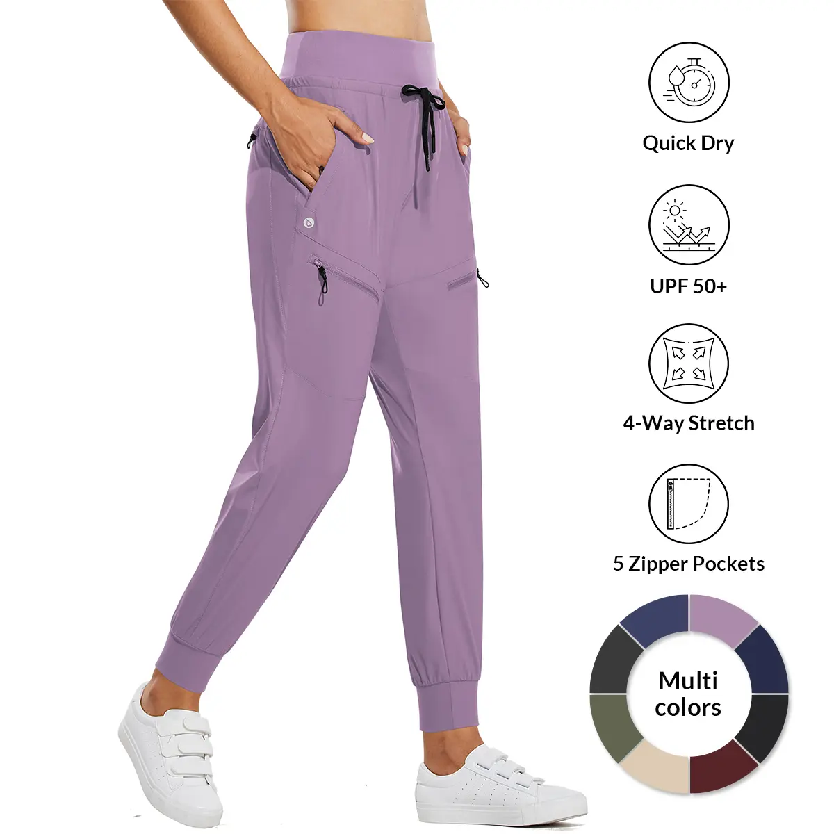 baleaf Women 25.5"/28" Joggers 5 Zipper Pockets Lightweight Quick Dry Hiking Pants High Waist Travel Athletic UPF50+ Gym Outfits Lounge Home Scrub Pants #SummerVibes
