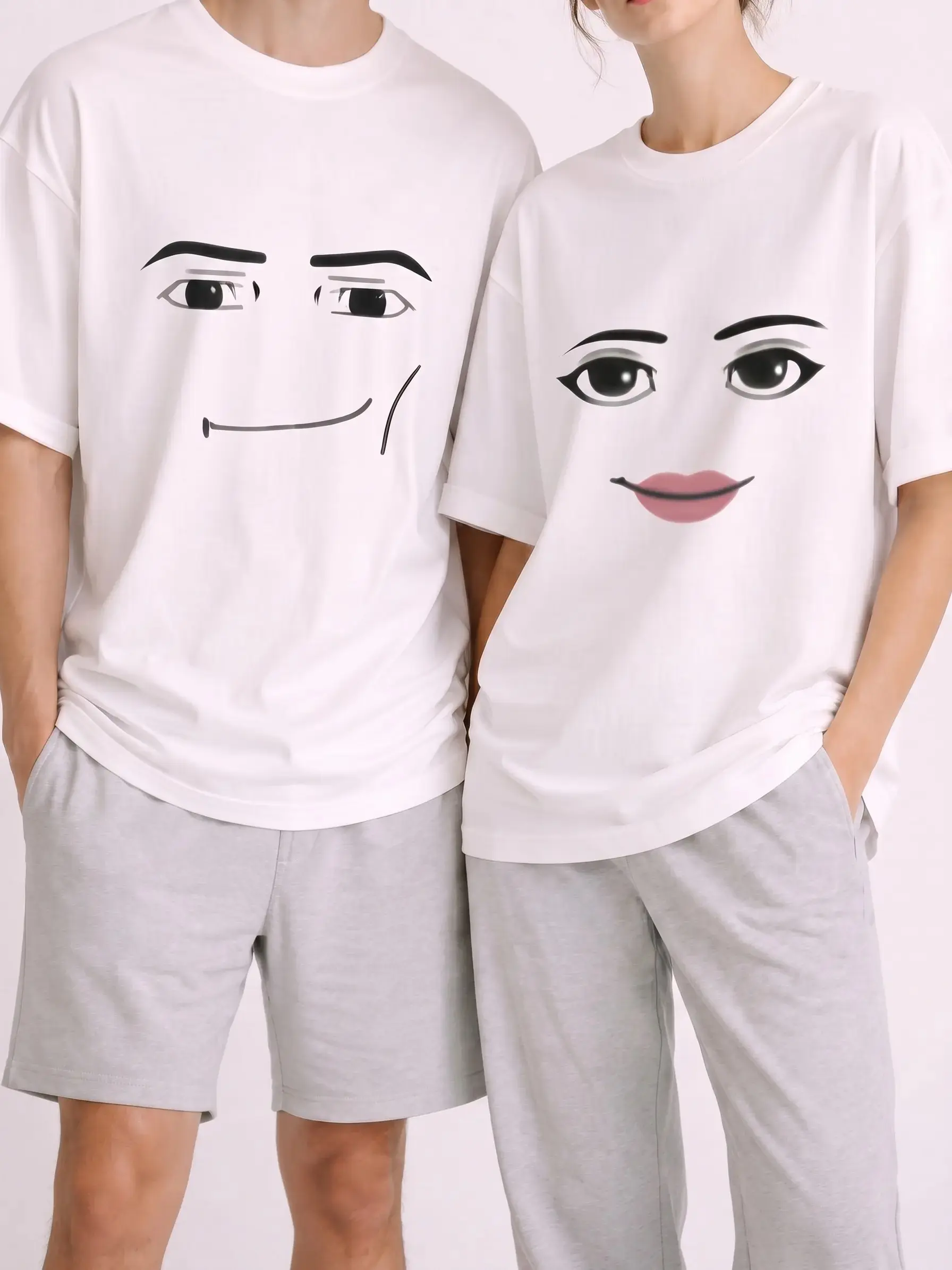 Funny Couple Matching Shirts Cute Unisex Graphic T-Shirt Matching Tees for Couples Boyfriend Girlfriend Gift Casual Summer Cotton Tee