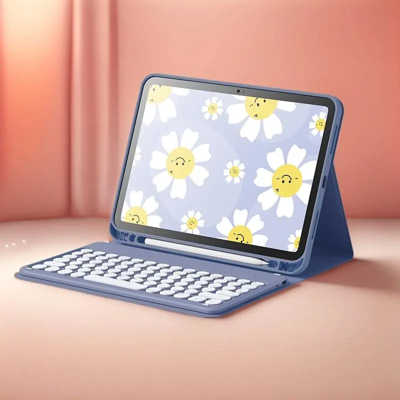 Portable Bluetooth-compatible Keyboard & Tablet Case, Multifunctional Bluetooth-compatible Keyboard with TPU Protective Case, Tablet Accessories for Outdoor Office