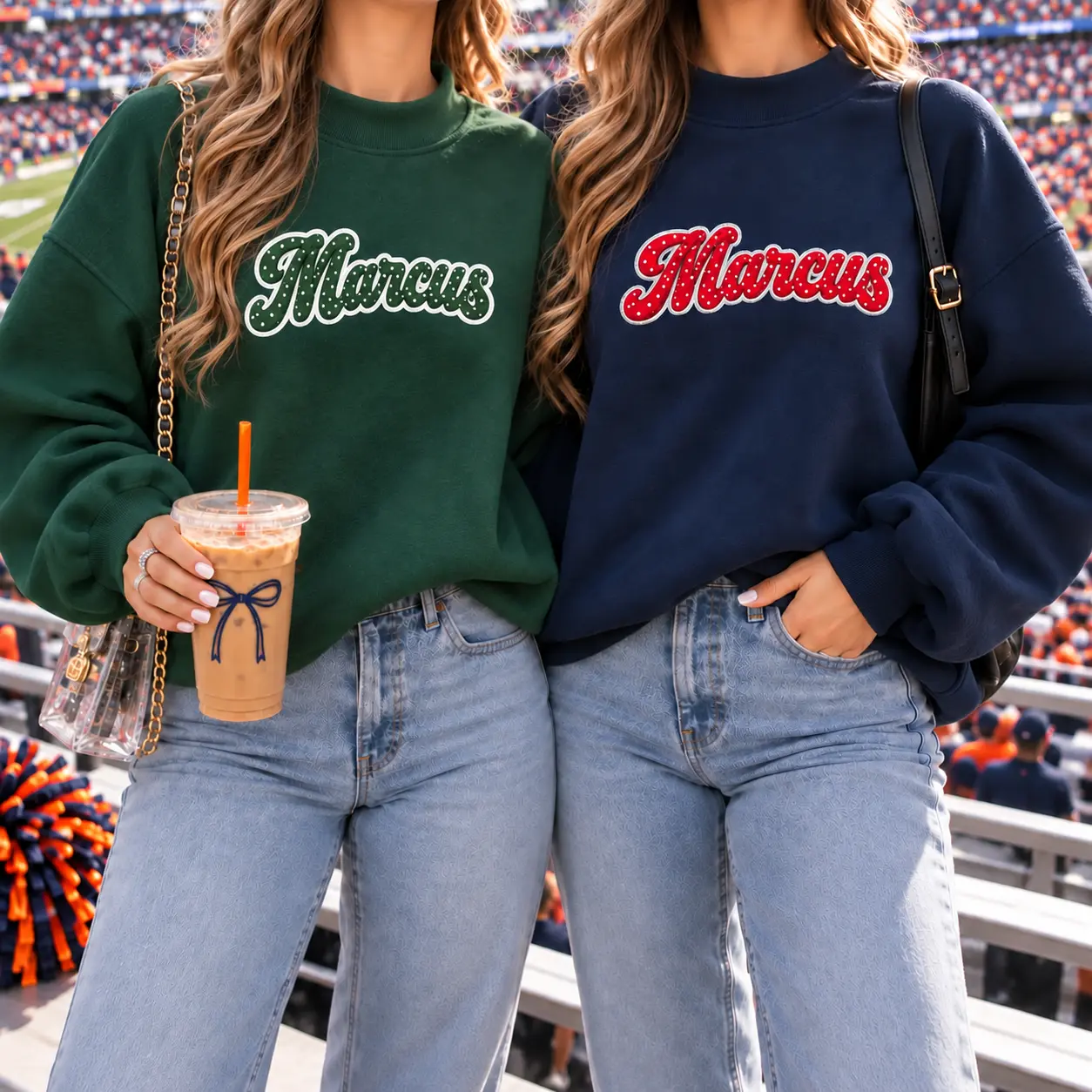 Personalized Embroidered Sweatshirt, Custom Name Crewneck, Polka Dot Letter Sweatshirt, Game Day Custom Pullover, School Spirit Embroidered Gift