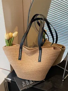 Handwoven Bag Women 2026 New Vacation Single Shoulder Bag Large Capacity Commuter Tote Bag Handmade Woven Beach Bag Casual Daily Use Crossbody Bag
