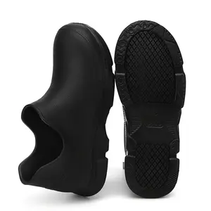 Chef Shoes Non-Slip Waterproof Oil-Proof EVA High-Top Autumn Kitchen Work Shoes for Men Boy Solid Black Color Footwear Worker