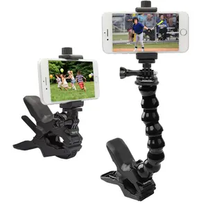 Flexible Shark Clamp Heavy-Duty Mount for Smartphones & Action Cameras, Versatile Gooseneck Grip Stand with Adjustable Base, Cell Phone Stand