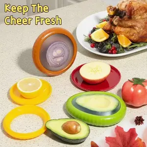 Reusable Silicone Vegetable Fruit Saver Set with Airtight Seal, Fridge Kitchen Storage Containers to Reduce Food Waste