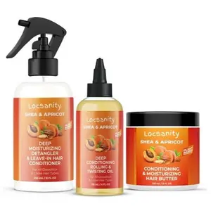Locsanity Shea & Apricot Hair Butter Kit - Natural Conditioning Moisturizer with Plant-Nourishing Leave-In Oil Cream for Hydration, Pre-Shampoo, Nourishing & Rejuvenating Leave-In Treatments, Hair Strength & Growth