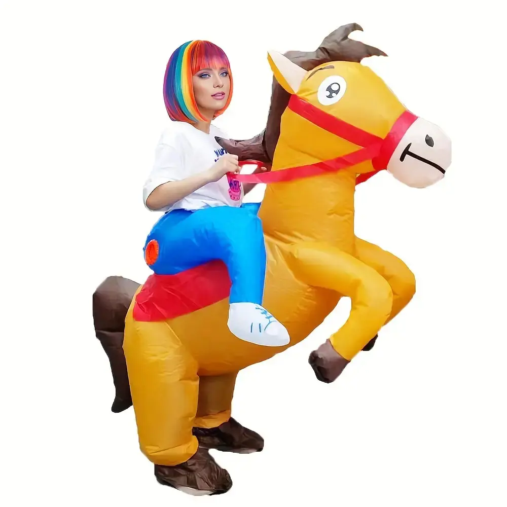 Kids' Inflatable Horse Costume - Polyester Novelty Animal Riding Suit for Halloween, Costume Party, Funny Walking Jazz Outfit, Clothes, Funny Walking Jazz Horse Outfit, Unisex, Woven